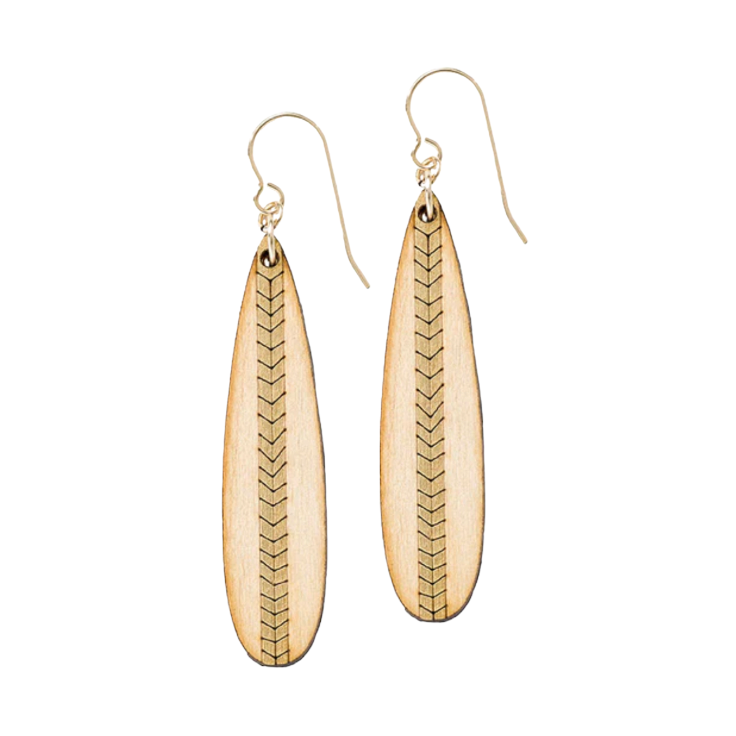 Earrings-Chevron Long Gold