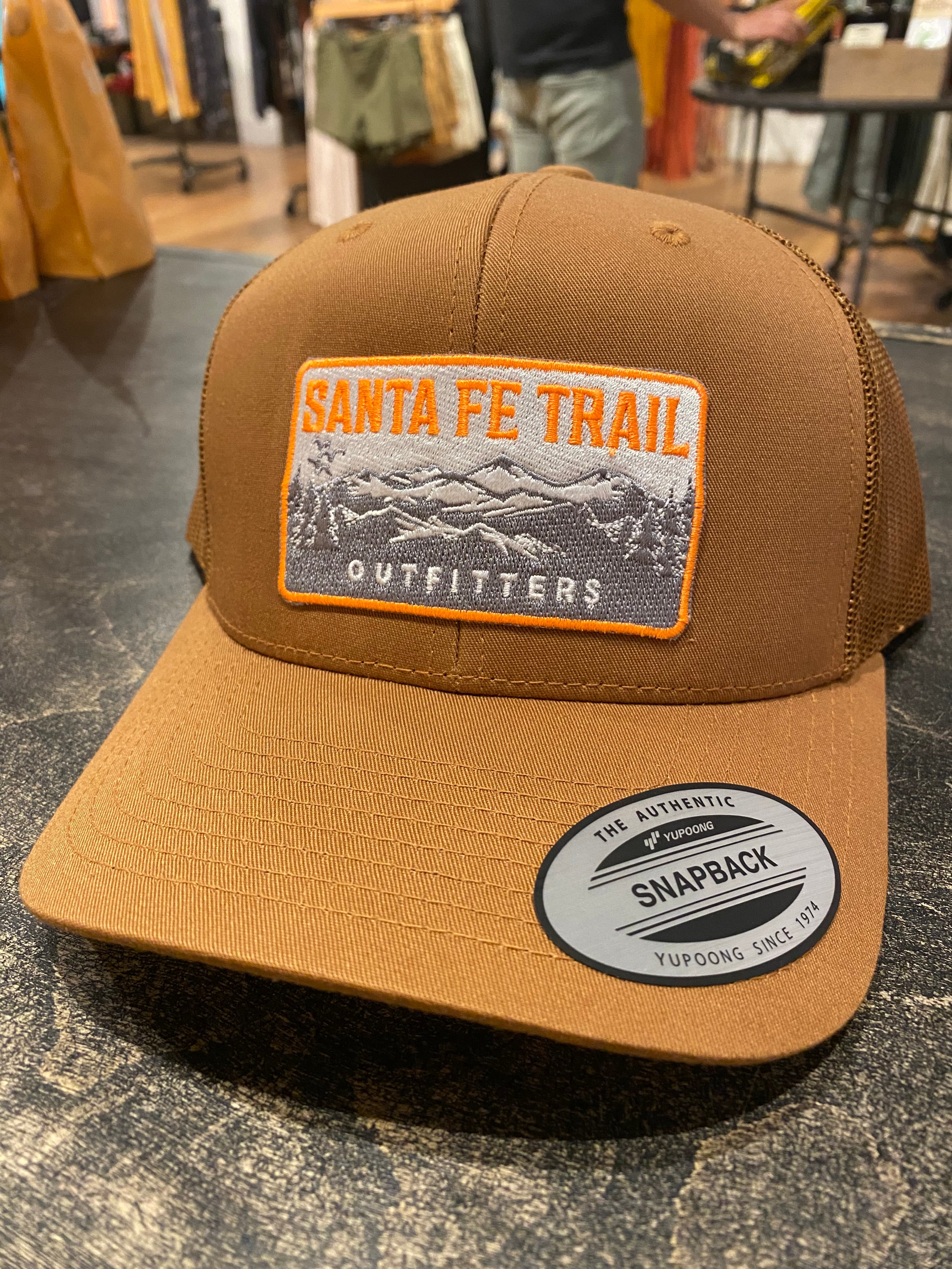 SFTO Adult Orange Patch Trucker Hat - Caramel