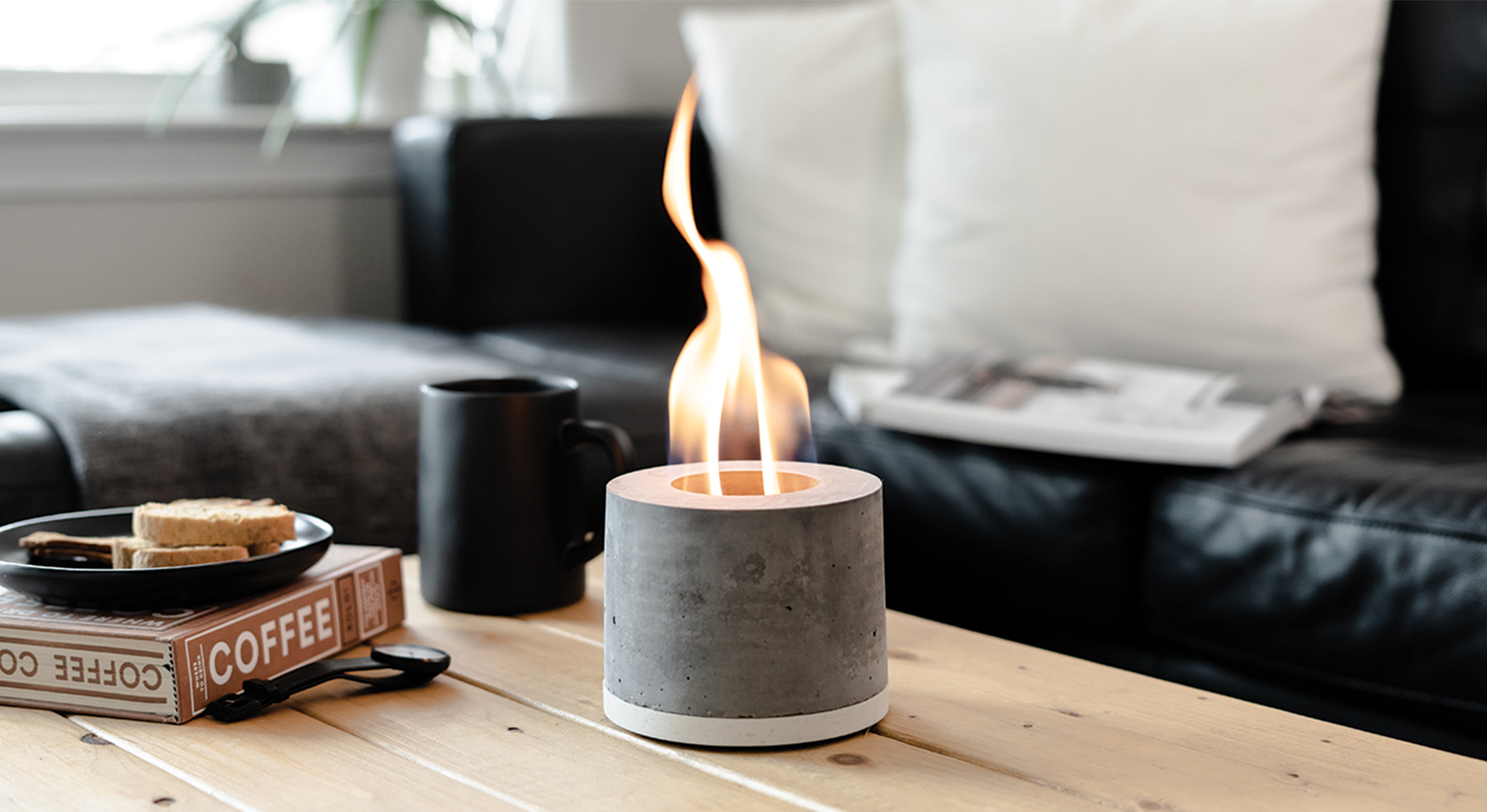 Flikr Fire - Round Personal Fireplace with Lid  - Raw