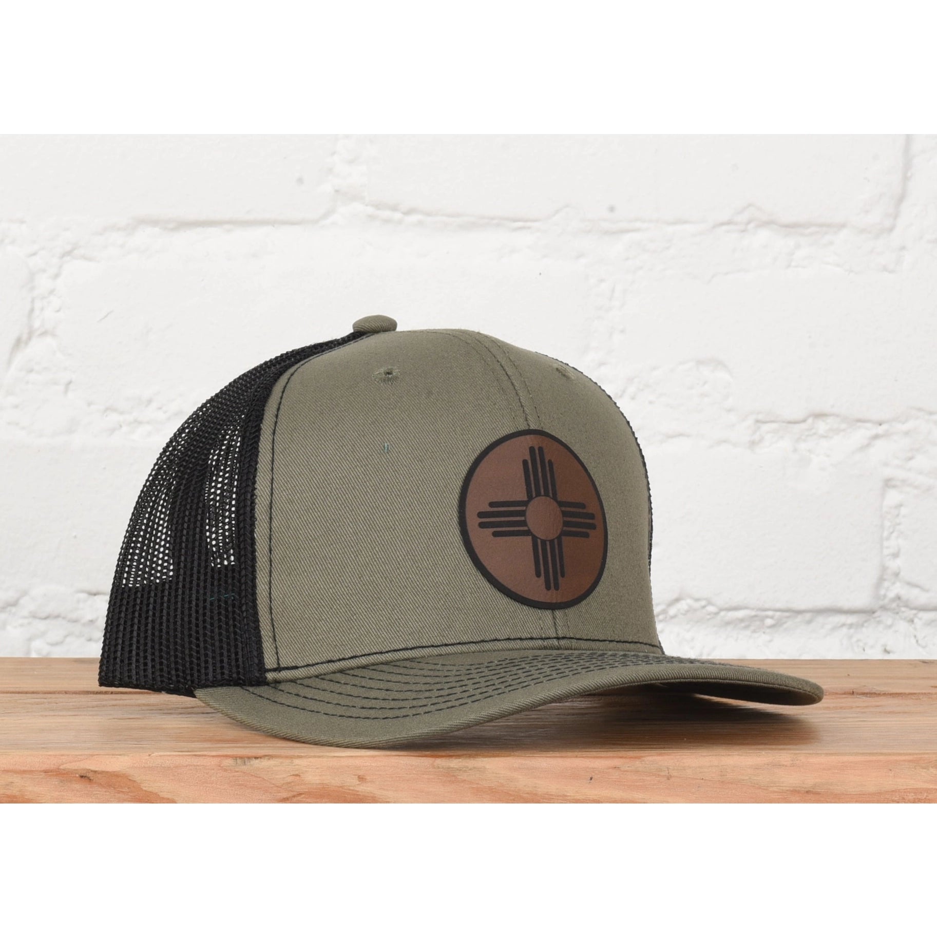 New Mexico Sun Leather Patch Snapback - Loden/Black