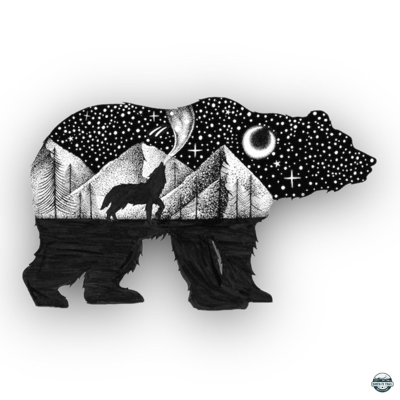 The Bear and Mountains Outdoor Animal Nature Sticker