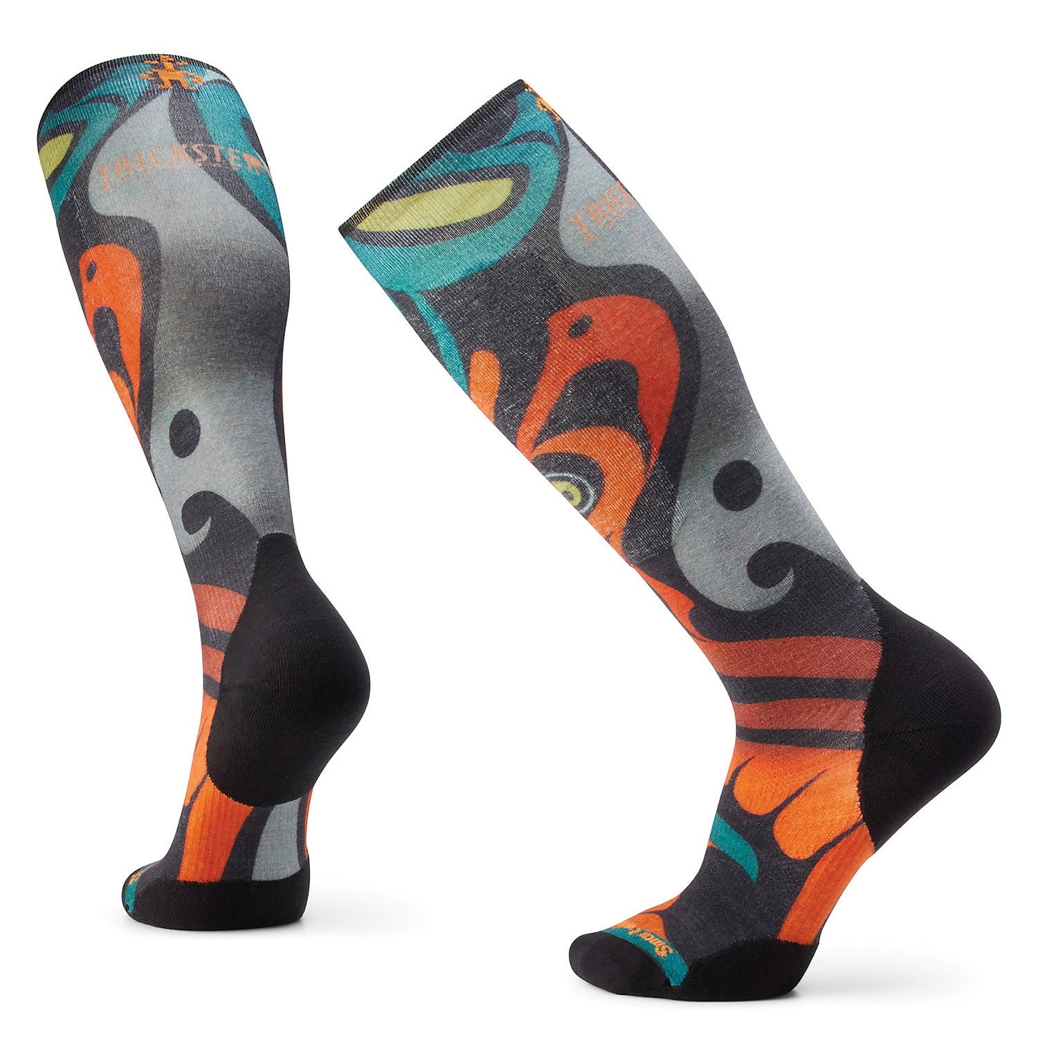 Ski Targeted Cushion Colliding Clouds Print Over The Calf Socks