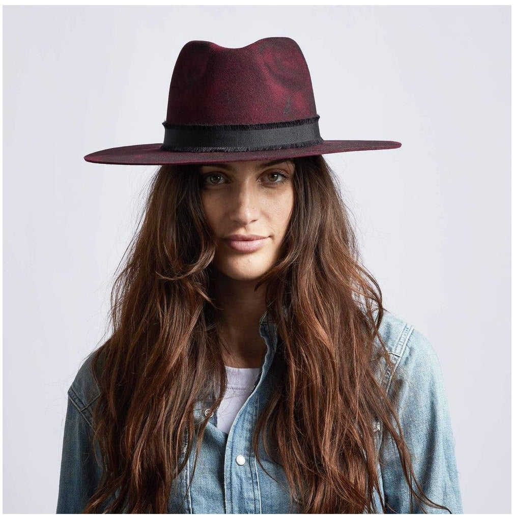 Bordeaux | Womens Wide Brim Felt Fedora Hat
