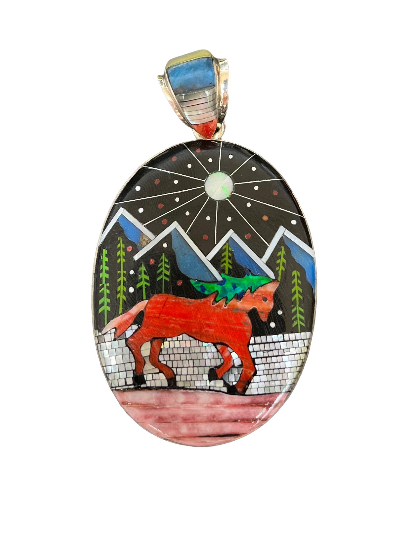 Oval Horse Inlay Pendant