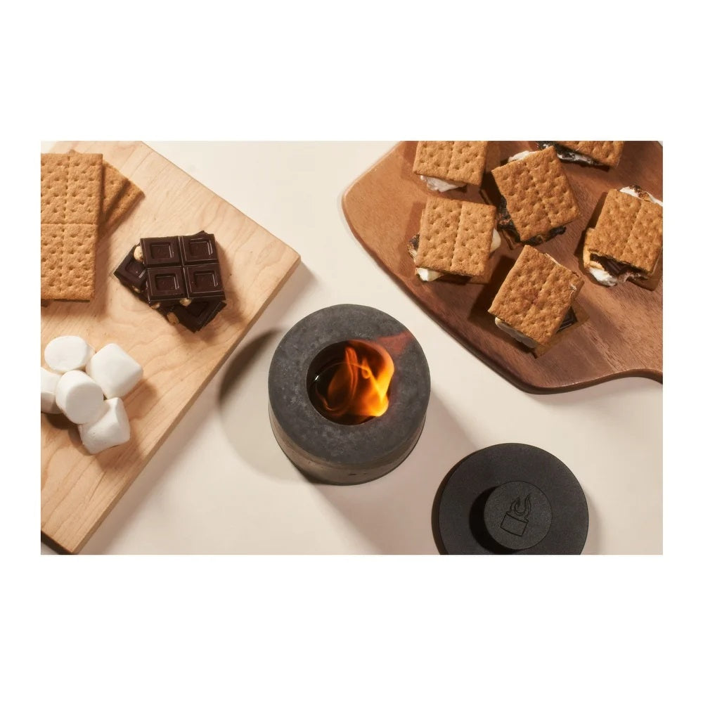Flikr Fire - Round Personal Fireplace with Lid  - Raw