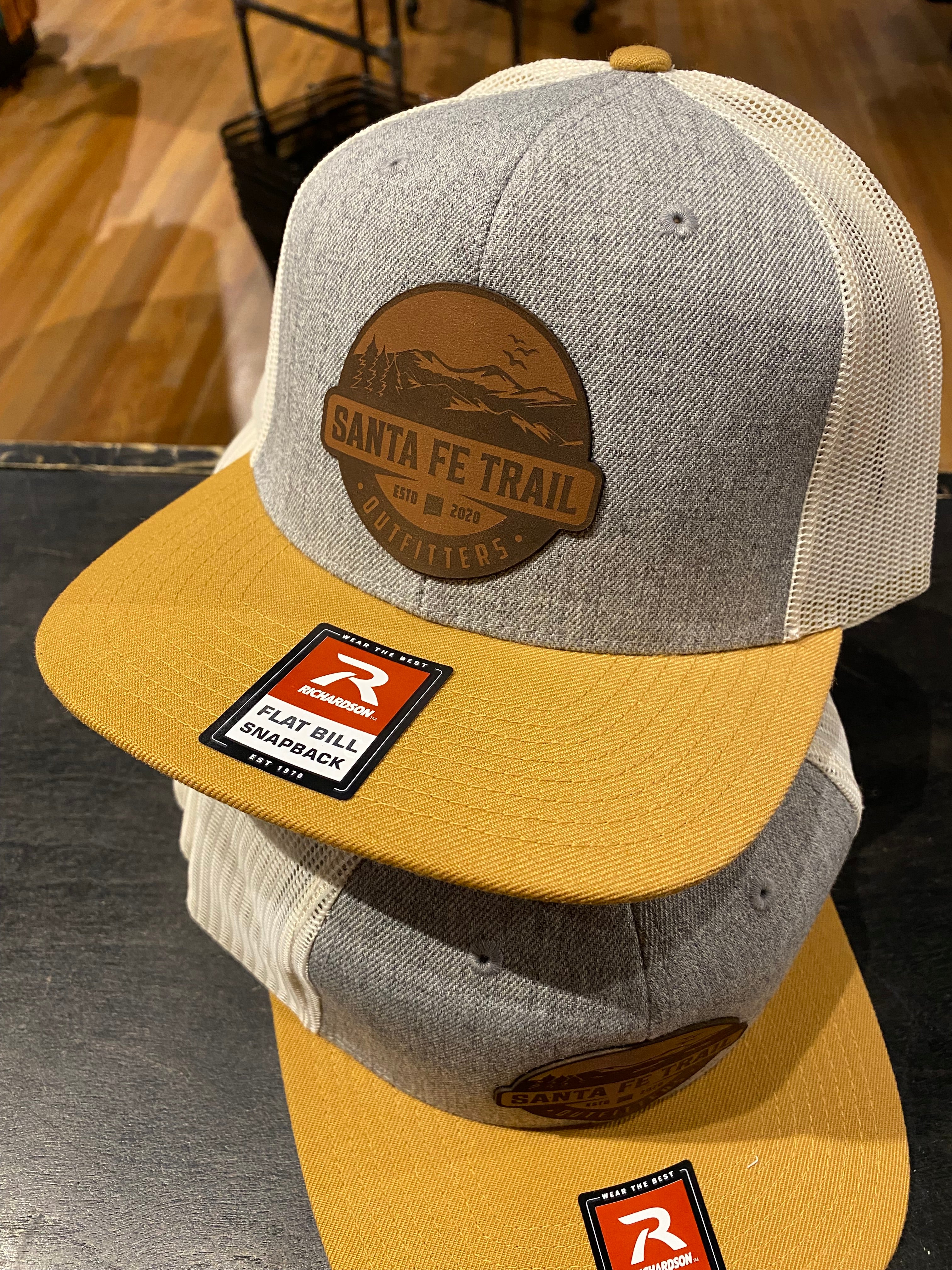 SFTO Logo Leather Patch Flat Bill Snapback Hat - Adult - Gold Grey